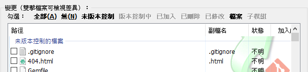 未版本控制的檔案